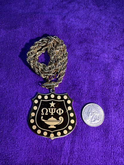 Omega Psi Phi Gold Inner Shield Necklace | Purple & Gold 1911 Fraternity Jewelry