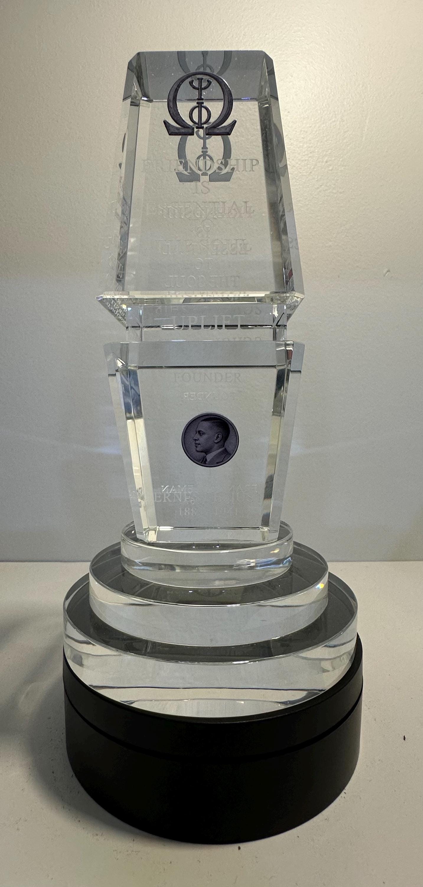 Omega Psi Phi Fraternity Monument Replica | 1911 Purple & Gold | Crystal Desk Decor