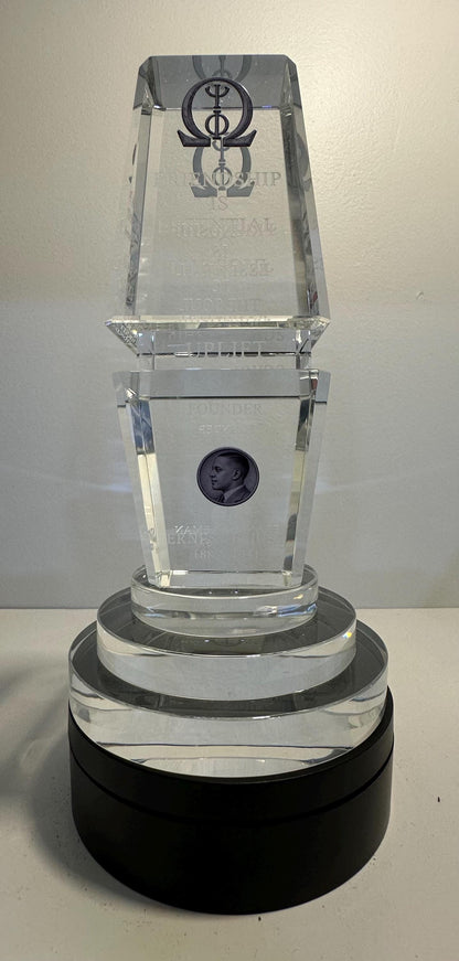 Omega Psi Phi Fraternity Monument Replica | 1911 Purple & Gold | Crystal Desk Decor