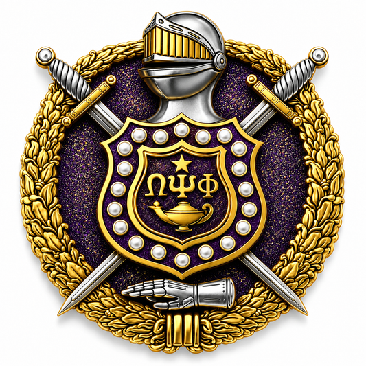 Omega Psi Phi 19.. Shield Lapel Pin | Purple & Gold 1911 Fraternity Jewelry
