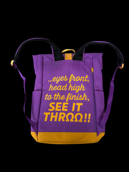 Omega Psi Phi Roll-Top Backpack | Purple & Gold 1911 Fraternity "See It Through" Bag