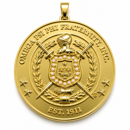 Omega Psi Phi Shield Medallion Necklace | Purple & Gold 1911 Jewelry