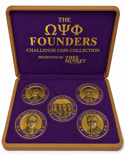 Omega Psi Phi Founders Coin Set | 1911 Challenge Coins with Display Box