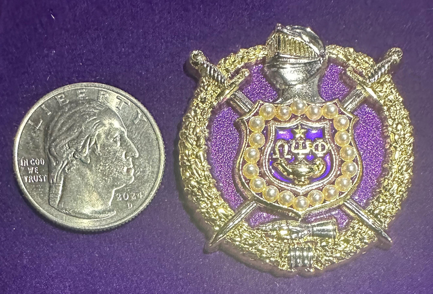 Omega Psi Phi 19.. Shield Lapel Pin | Purple & Gold 1911 Fraternity Jewelry