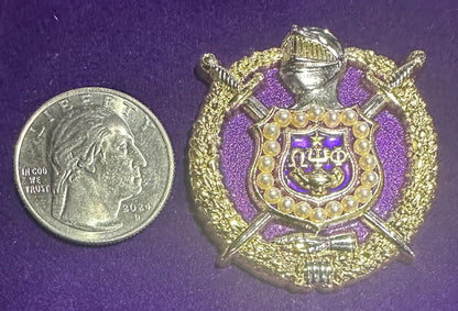 Omega Psi Phi 19.. Shield Lapel Pin | Purple & Gold 1911 Fraternity Jewelry