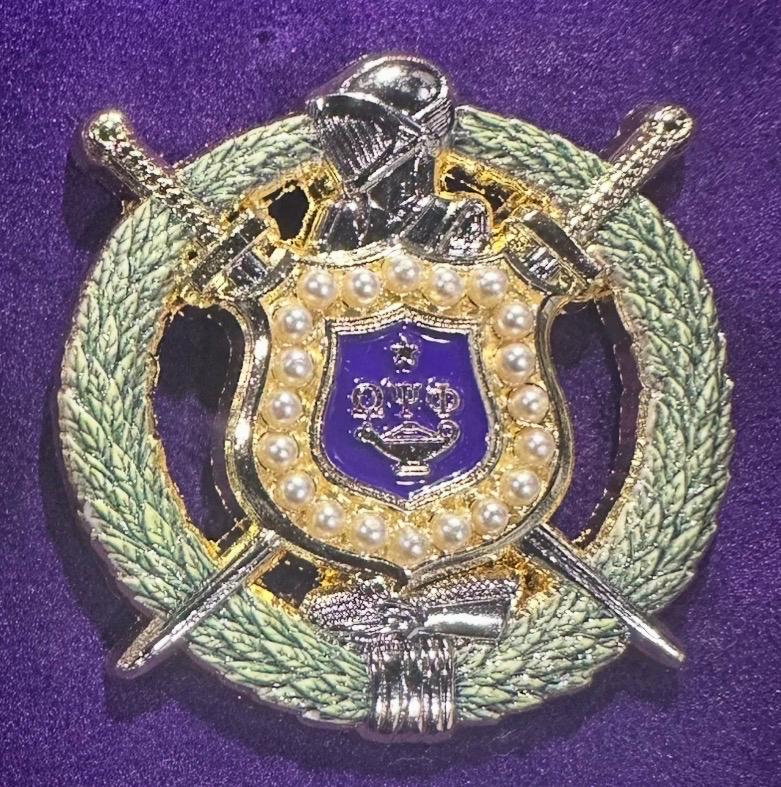 Omega Psi Phi Shield Lapel Pin | Purple & Gold 1911 Fraternity Jewelry