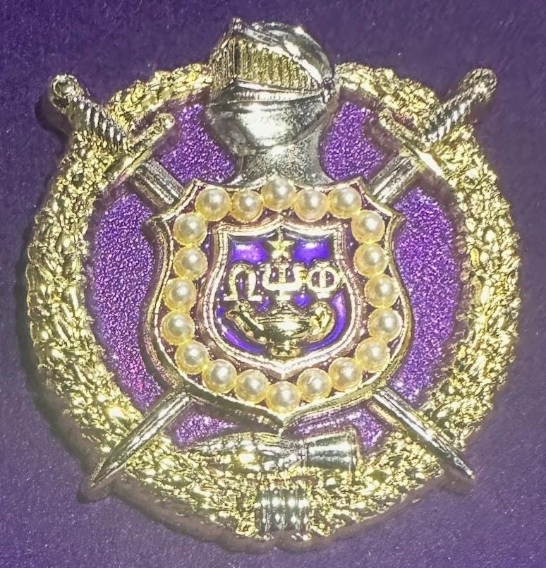 Omega Psi Phi 19.. Shield Lapel Pin | Purple & Gold 1911 Fraternity Jewelry