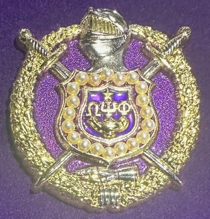 Omega Psi Phi 19.. Shield Lapel Pin | Purple & Gold 1911 Fraternity Jewelry
