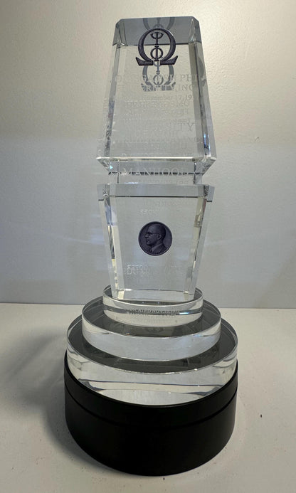 Omega Psi Phi Fraternity Monument Replica | 1911 Purple & Gold | Crystal Desk Decor