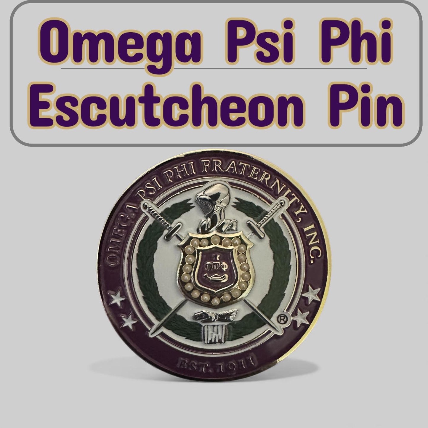 Omega Psi Phi Escutcheon Lapel Pin – Purple & Gold 1911 Fraternity Jewelry