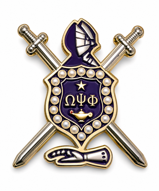 Omega Psi Phi 19XX Shield Lapel Pin | Purple & Gold 1911 Fraternity Jewelry