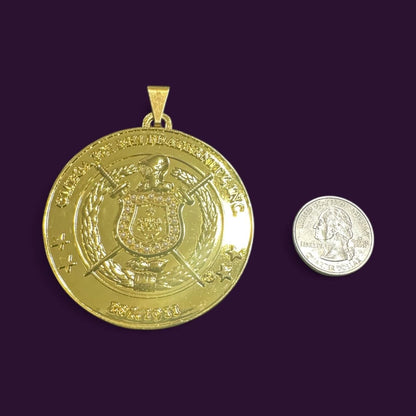 Omega Psi Phi Shield Medallion Necklace | Purple & Gold 1911 Jewelry