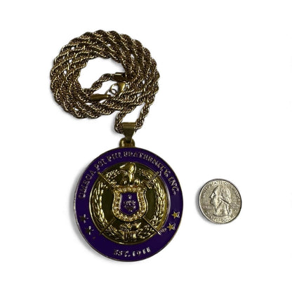 Omega Psi Phi Shield Medallion Necklace | Purple & Gold 1911 Jewelry