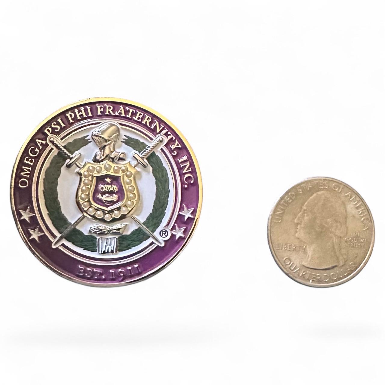 Omega Psi Phi Escutcheon Lapel Pin – Purple & Gold 1911 Fraternity Jewelry