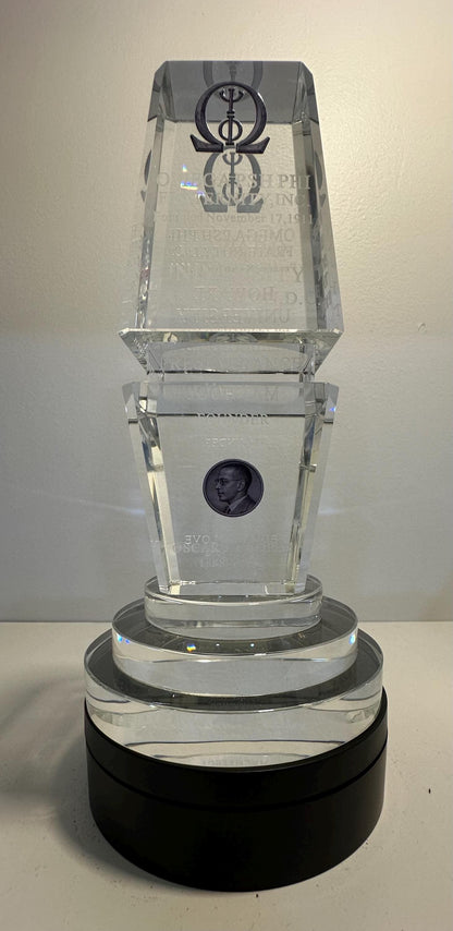 Omega Psi Phi Fraternity Monument Replica | 1911 Purple & Gold | Crystal Desk Decor