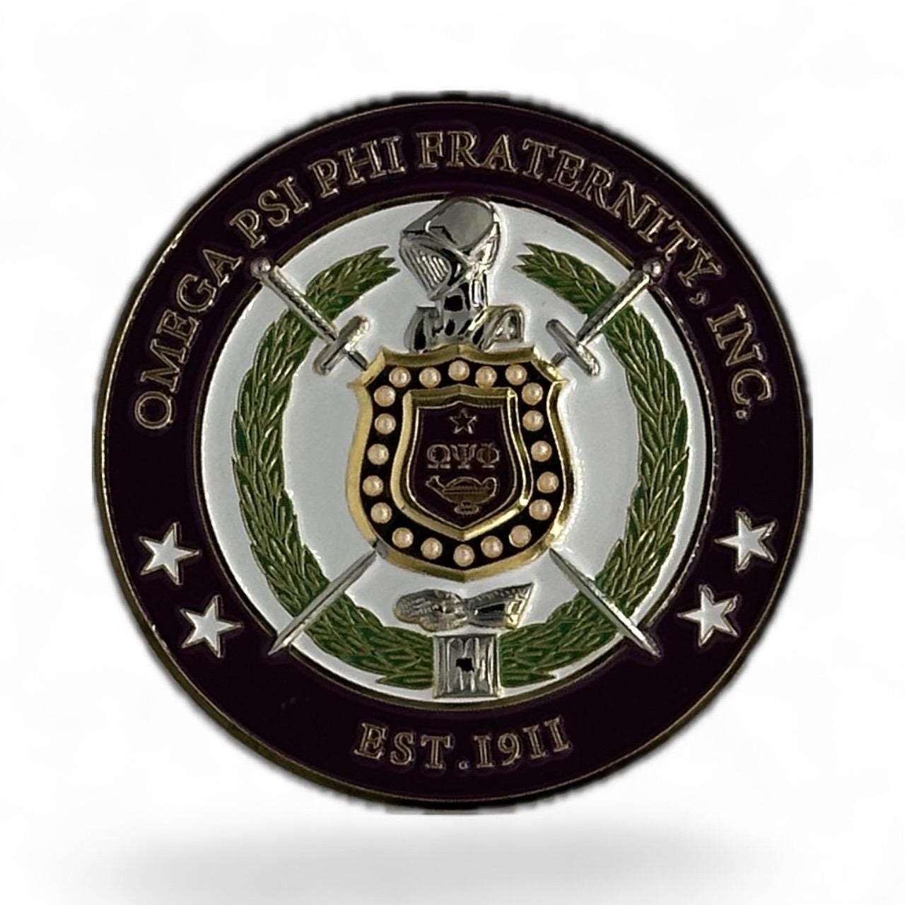Omega Psi Phi Escutcheon Lapel Pin – Purple & Gold 1911 Fraternity Jewelry