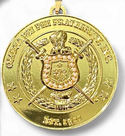 Omega Psi Phi Shield Medallion Necklace | Purple & Gold 1911 Jewelry