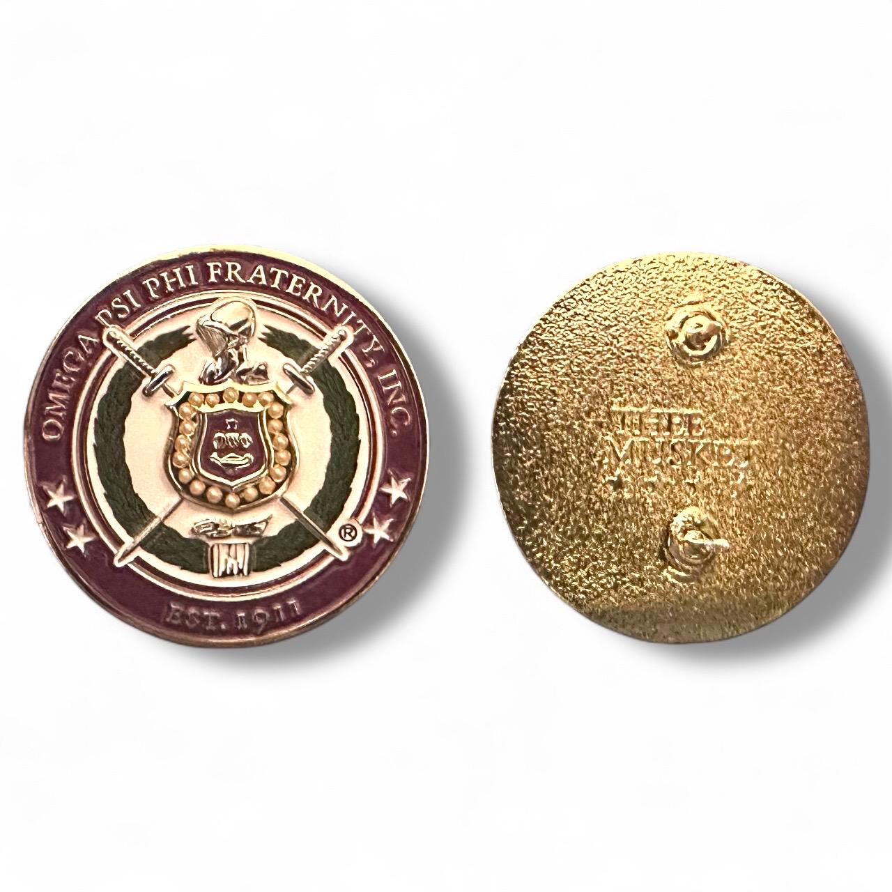 Omega Psi Phi Escutcheon Lapel Pin – Purple & Gold 1911 Fraternity Jewelry