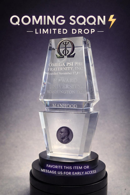 Omega Psi Phi Fraternity Monument Replica | 1911 Purple & Gold | Crystal Desk Decor